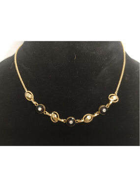 Vintage Van Dell Black Onyx Detailed Fillgree Station Necklace